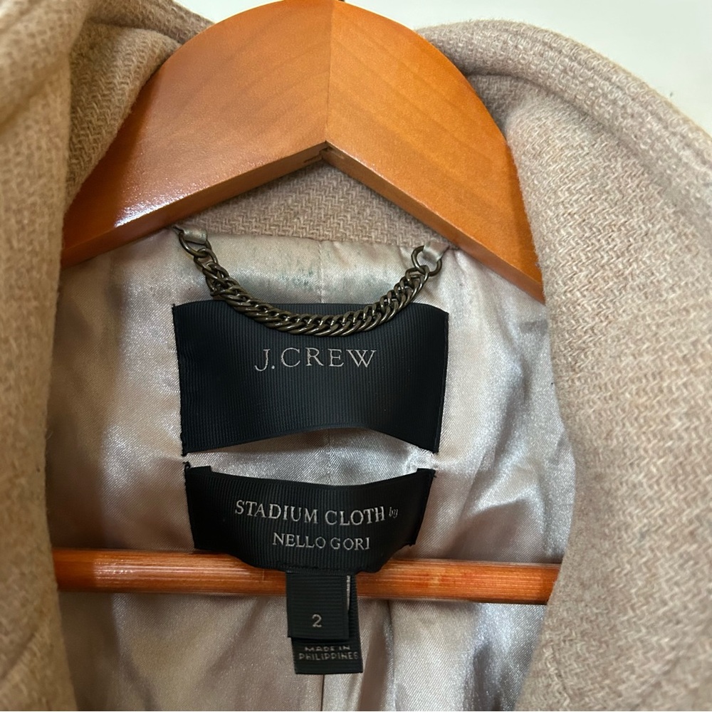 J. Crew Wool Stadium Cloth by Nello Gori Cocoon Coat Tan B2770 Minimalist Size 2 - Picture 6 of 8